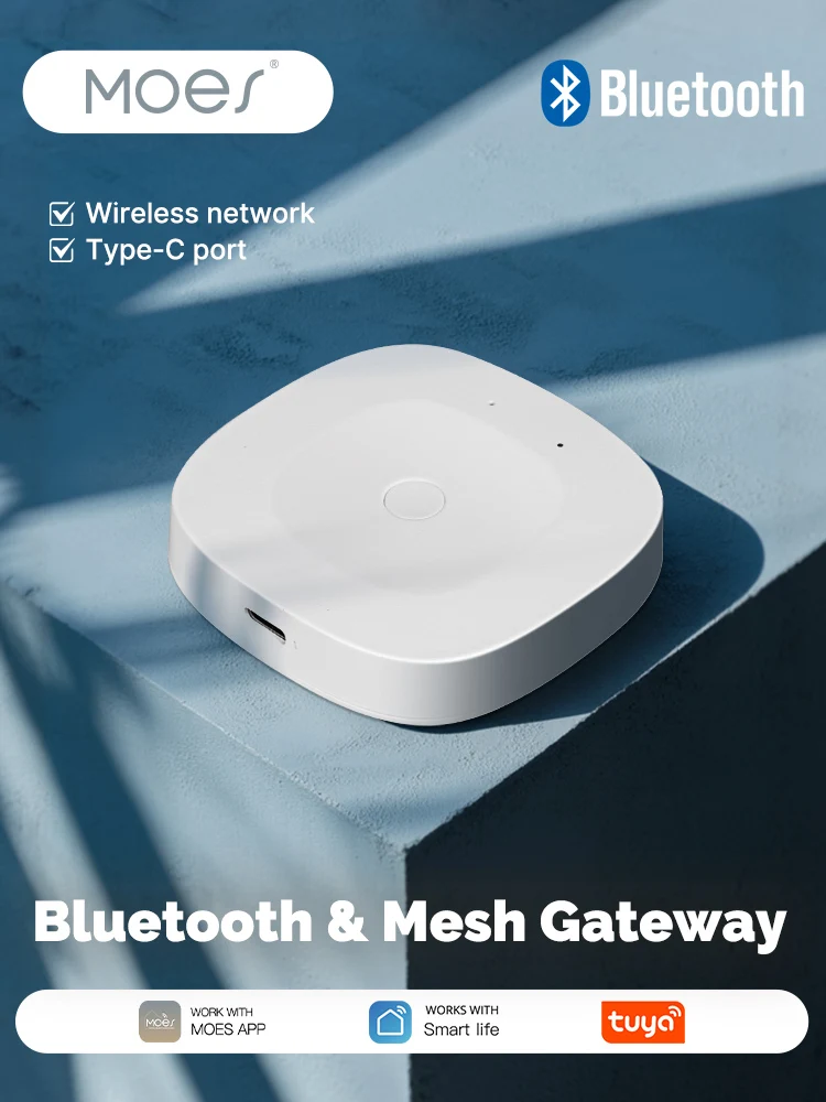 MOES Smart Home Hub, Bluetooth/ZigBee/Multi-Mode-Gateway, kompatibel mit Tuya App, Alexa Google Home, Typ-C-Anschluss, drahtloses Netzwerk