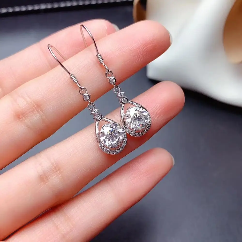 

Attractive Shiny Moisanite Dangling Earrings 925 Sterling Silver Hook Women New Year Gift Sparkling Jewelry