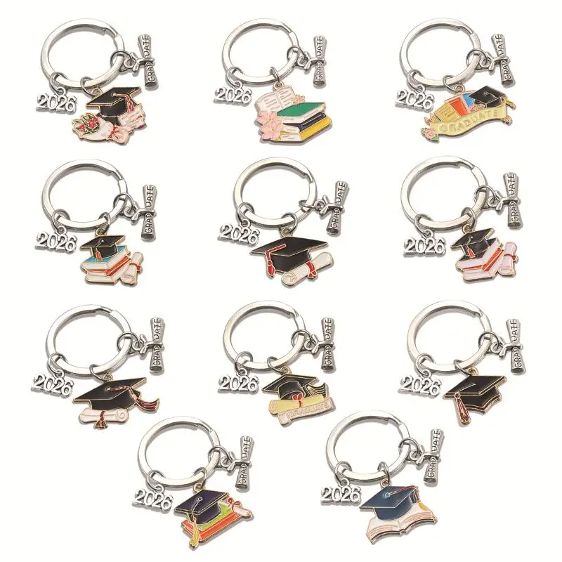 2026 Graduation Gown Cap Keychain Metal Doctoral Hat Keyring Bag Hanging Pendant Decoration Student Graduation Ceremony Gifts