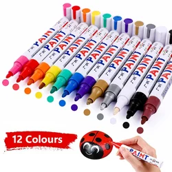 GN 6/12 Pcs Paint Pen Metal Paint Pen Waterproof Colorful Oil-based Markers Industrial Marking Painting Graffiti Paint Oil Pen