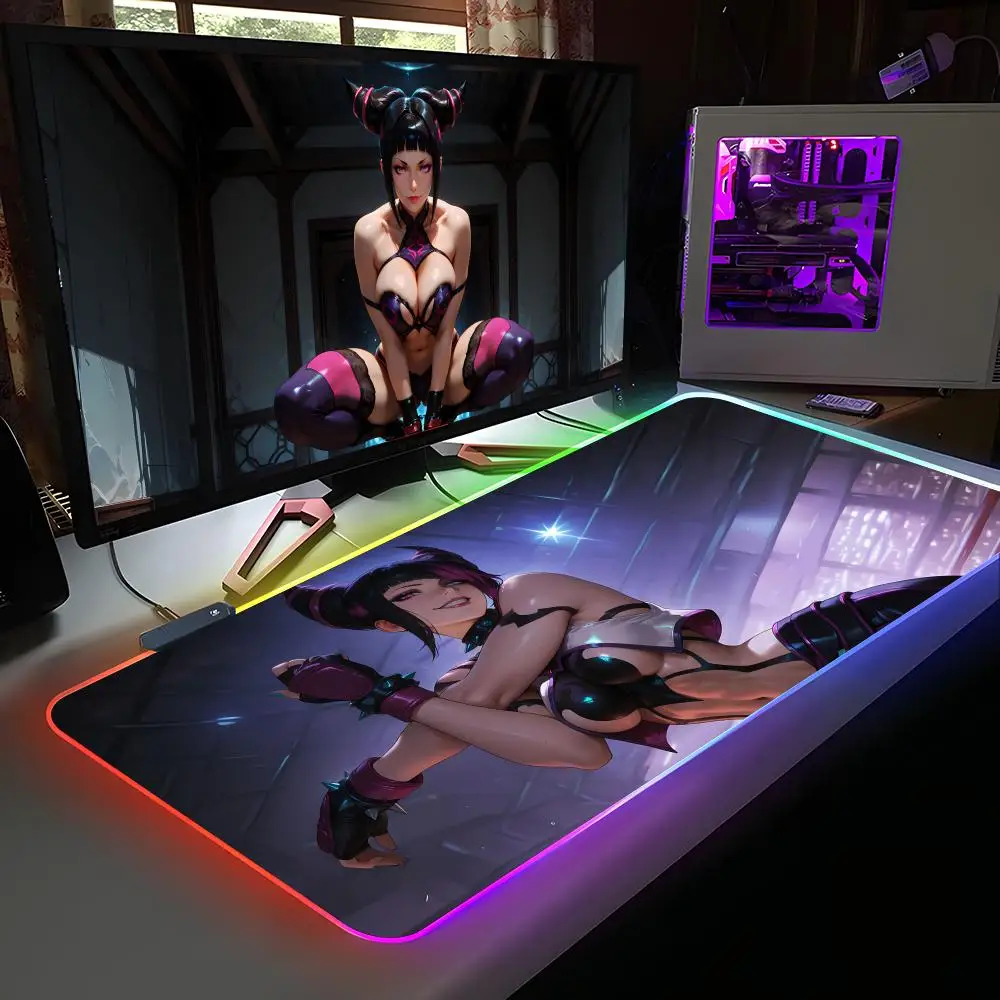 

Street Fighter Juri Han Mouse Pad RGB Rubber Computer Laptop Official Game Colored esports Aesthetic Pretty Fashion Luxury Mat