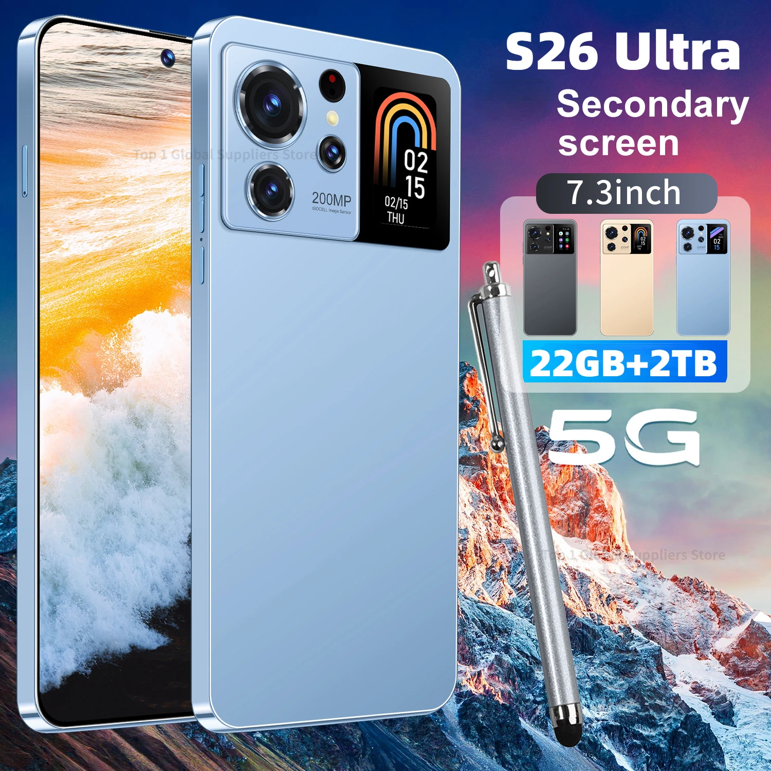 

Global Version S26 Ultra Smartphone 5G 22G+2TB Mobile Phone Face Unlocked Android Cell Phone Dual Sim 7.3HD Cellphones Celulares