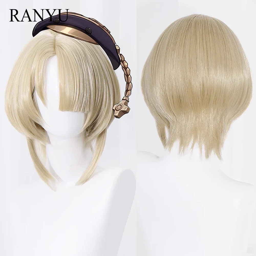 Genshin Impact Fontaine Freminet Wigs Synthetic Short Straight Blonde Game Cosplay Hair Wig For Daily Party