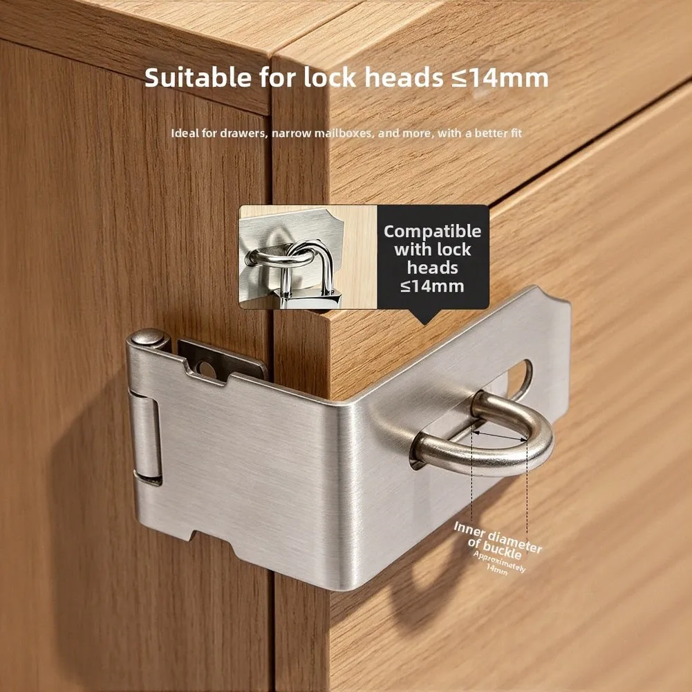 Stainless Steel 90 Degree Padlock Hasp Kit Includes 30mm Iron Padlock 2 Sets for Sliding Push and Corner Doors