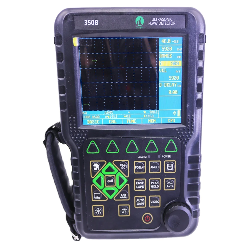 Graigar MFD350B Digital Handheld Ultrasonic Flaw Detector Portable NDT Equipment 0-6000mm 320x240 Resolution 0.2-20MHz Bandwidth