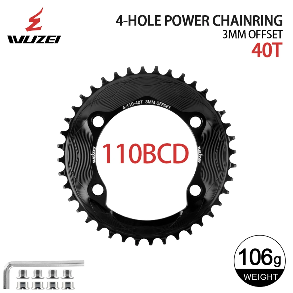 WUZEI 110BCD Rennrad Kettenblatt 8 9 10 11 12S Fahrrad Kettenblatt 40T 48T 58T Schmales breites Kettenrad für Shimano R7000 R8000 R9100