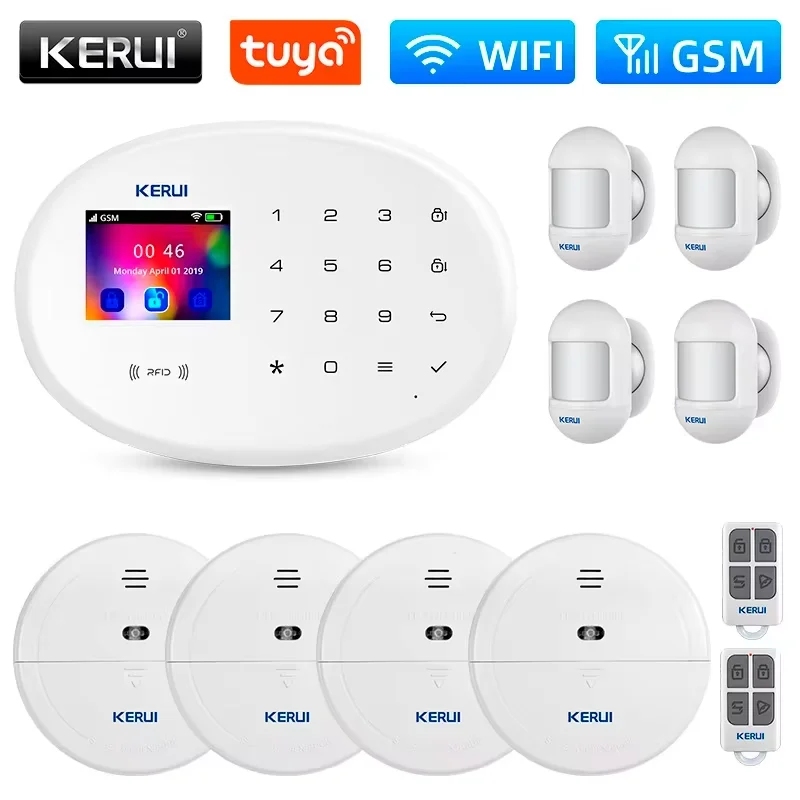 

KERUI Tuya Wi-Fi 2G Система сигнализации Домашняя умная охранная сигнализация Регулируемая громкость Мониторинг в реальном времени Приложение Smart Life W202