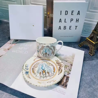 2Set European Ceramics Coffee Cups Milk Mug Plates Espresso Cup Household Afternoon Teacup Suit Holiday Giftate Gift Box