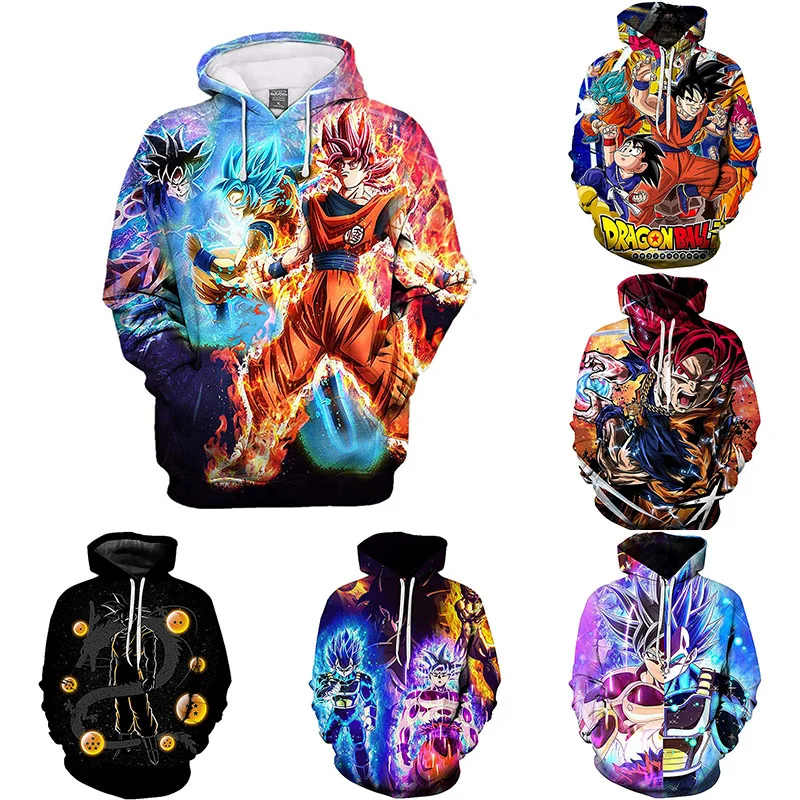

Dragon Ball Z Hoodies Anime Harajuku Goku Cosplay Hooded Sweatshirt Hoodies Winter Autumn Children's Clothes Tops Birthday Gift
