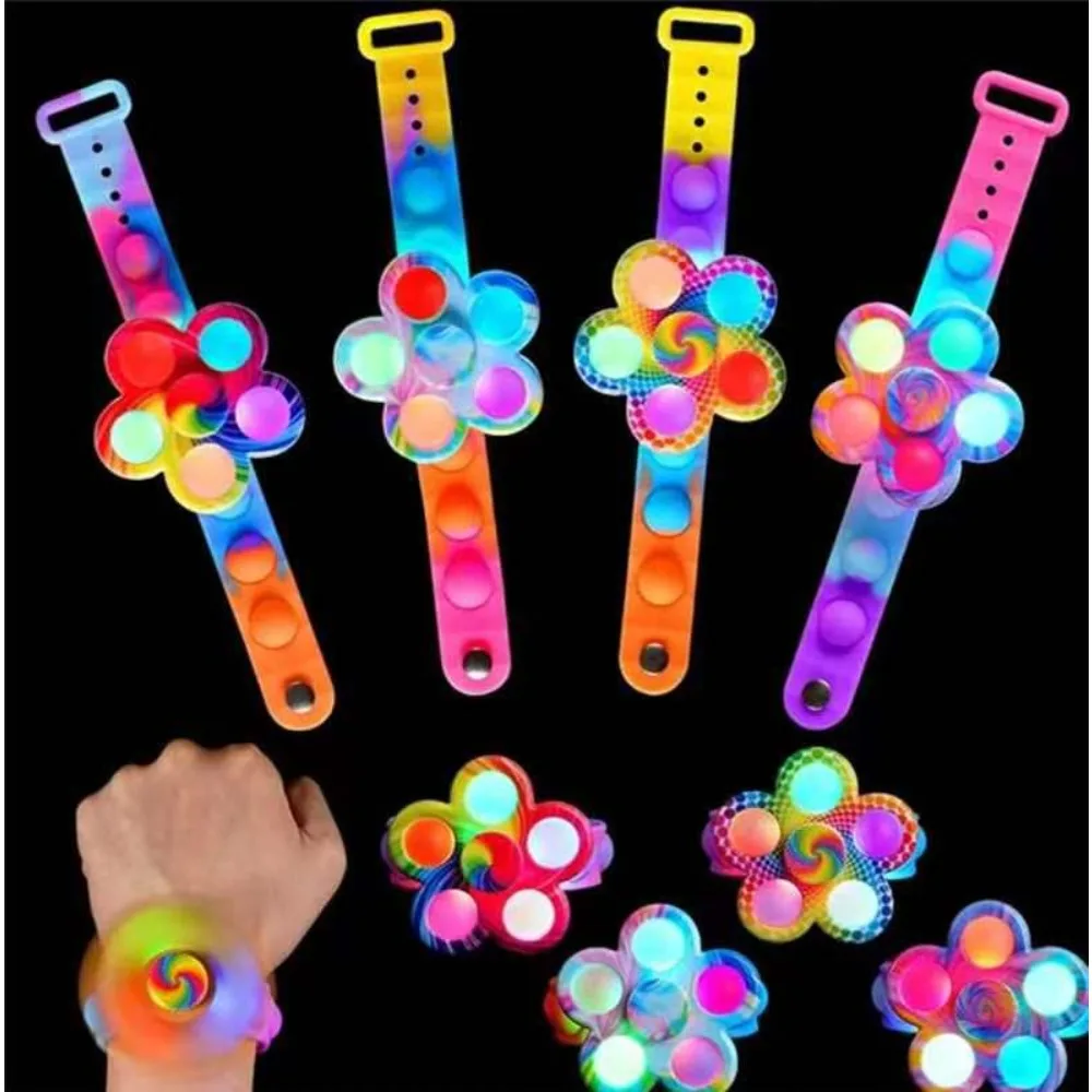 3/5/10 Pcs Fun LED Luminous Bubble Gyro Bracelet Children\'s Birthday Wedding Guest Gift Carnival Christmas Kids Gift Pack Reward