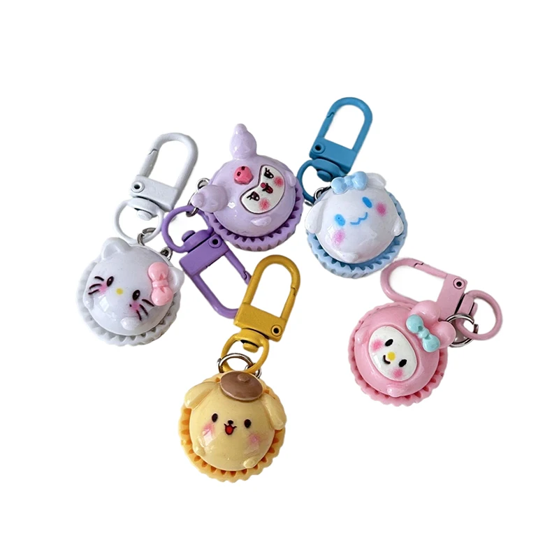 1PCS Kawaii Anime Sanrio Keychain Cute Cartoon Cake Cup Keyring School Bag Pendant Backpack Hanging Ornament Best Friend Gifts