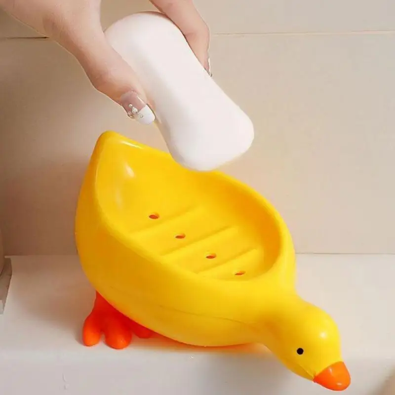 Yellow Duck Shape Soap Box Cartoon Soap Dish Drainable Soap Holder Soap Container Soap Dish for Tray Bathroom Accessories