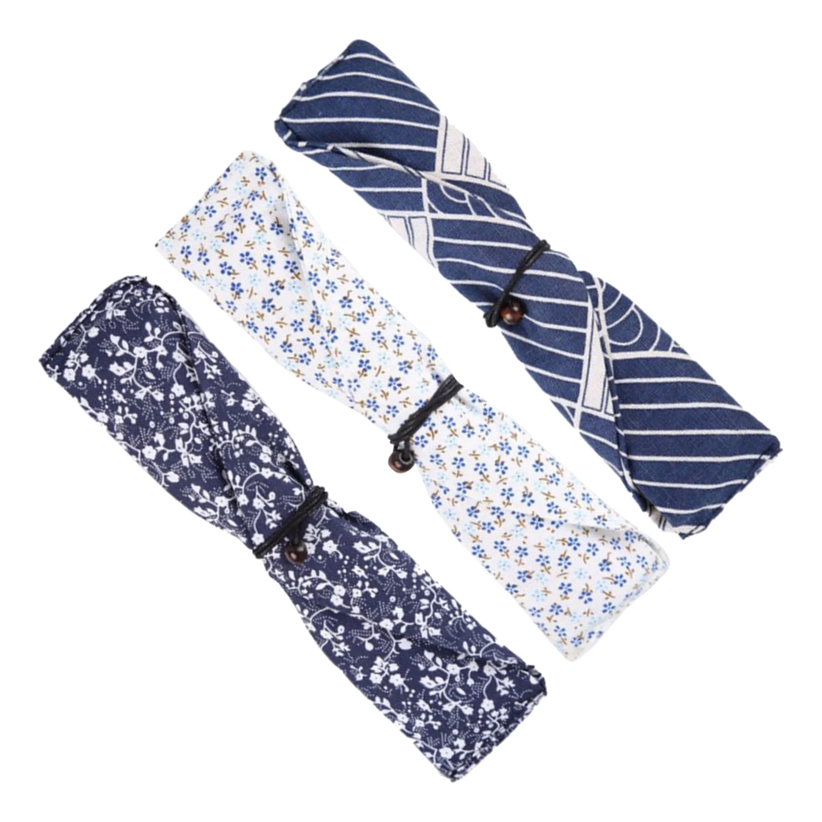 3Pcs Cutlery Packing Pouch Japanese Style Tableware Sleeve Waterproof Fabric Bag for Outdoor Camping Picnic Hotel Convenient