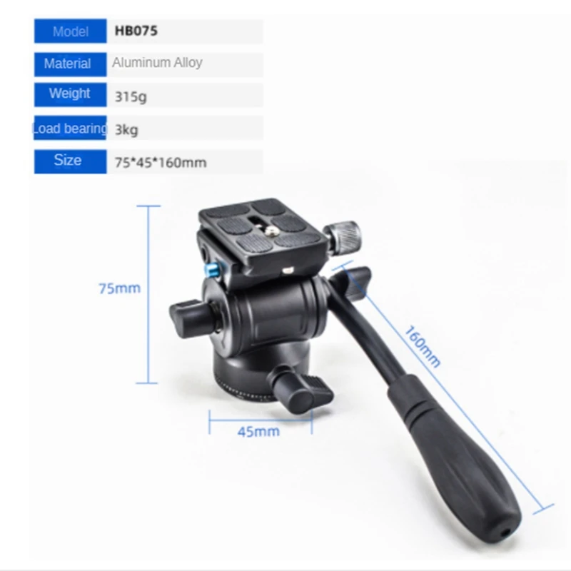 Mini Panoramic Tripod Head Hydraulic Fluid Video Damping Metal Head For Tripod Monopod Camera Holder Stand