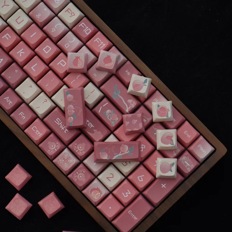 Trendy Pomegranate Red Keycap Personality XDA Profile PBT Cross Shaft Keycaps Adapter Mechanical Keyboard Theme Keycap Kit Gift