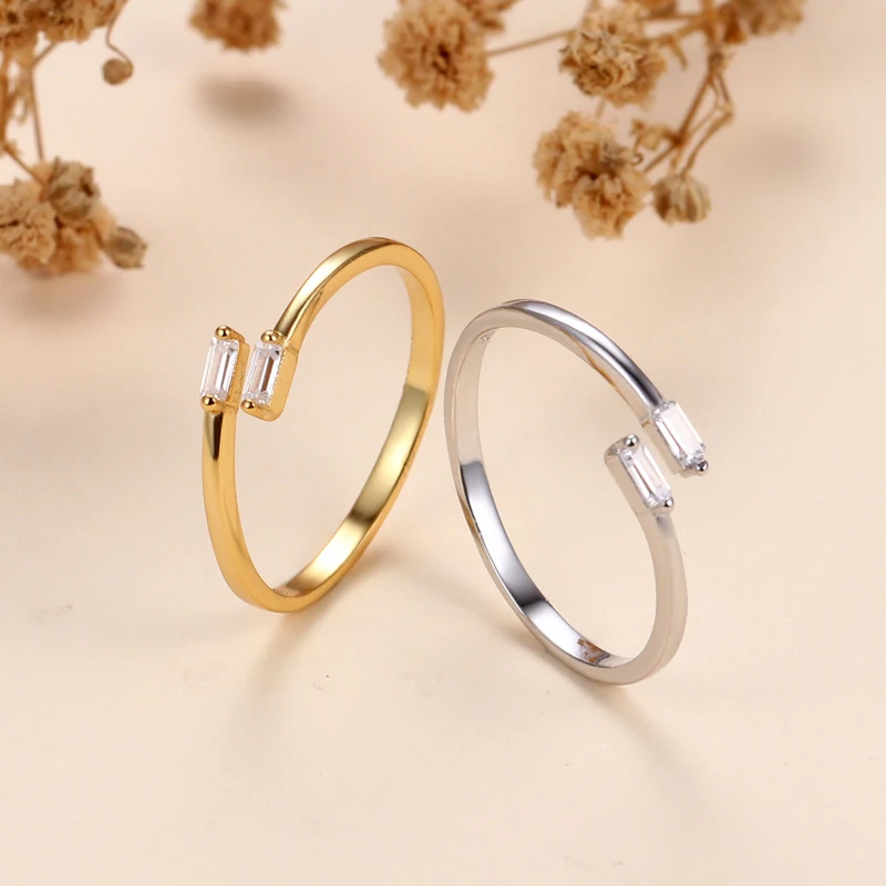 24 gold-plated silver Finger Rings For Women Open Crystal CZ Charm Rings Wedding Jewelry 2021 Trend Bague Femme Anillo A30
