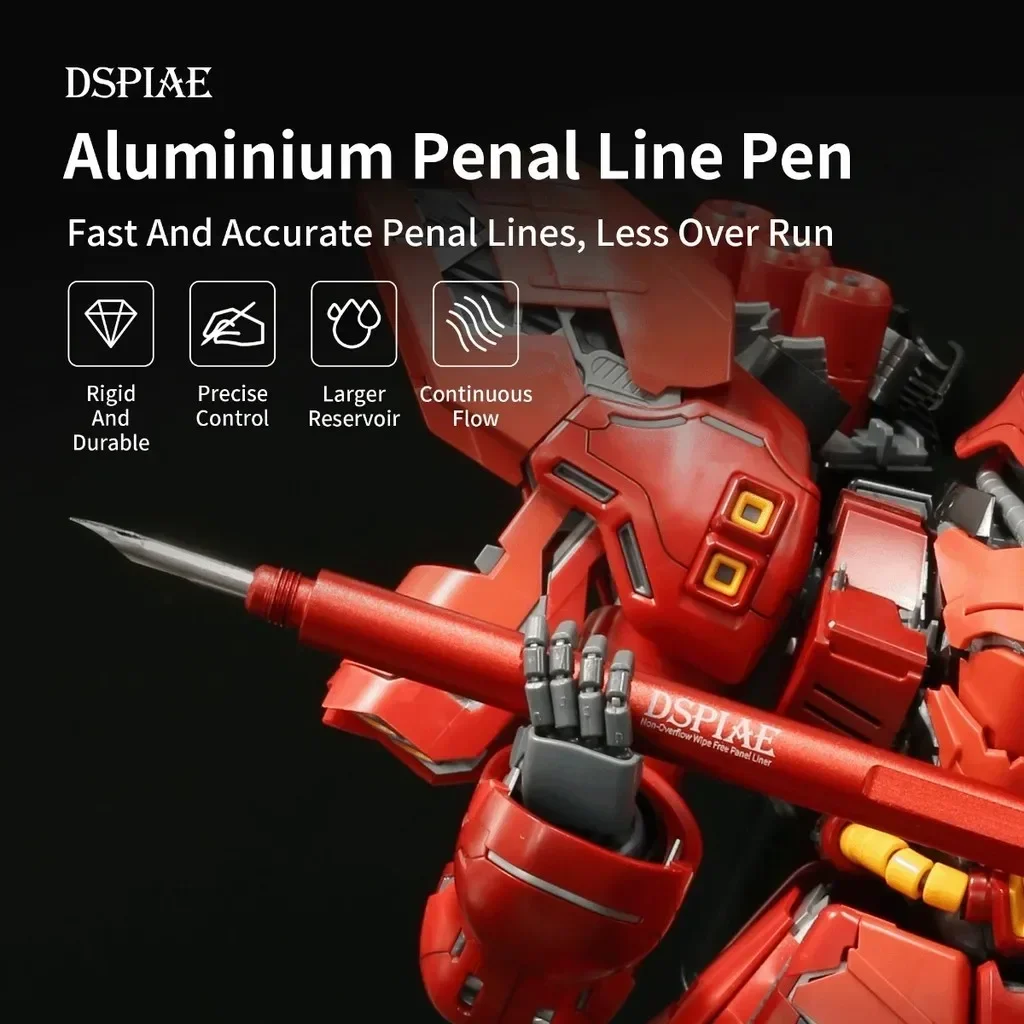 DSPIAE AT-PL Model Seepage Line Pen for Gundam Model Tool  Version Non-Slip Metal Handle Coloring Tool Penetrating Pen Red