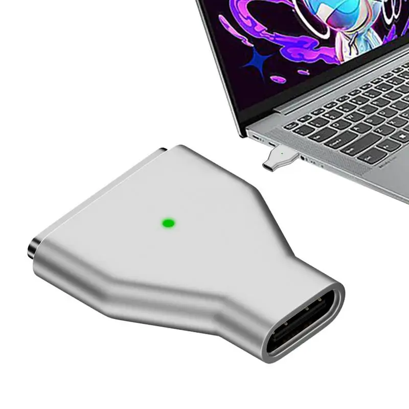 Adaptador magnético USB C de carga rápida tipo C a magnético, adaptador ligero de aleación de Zinc Shel, USB C a magnético, 3 conectores plateados