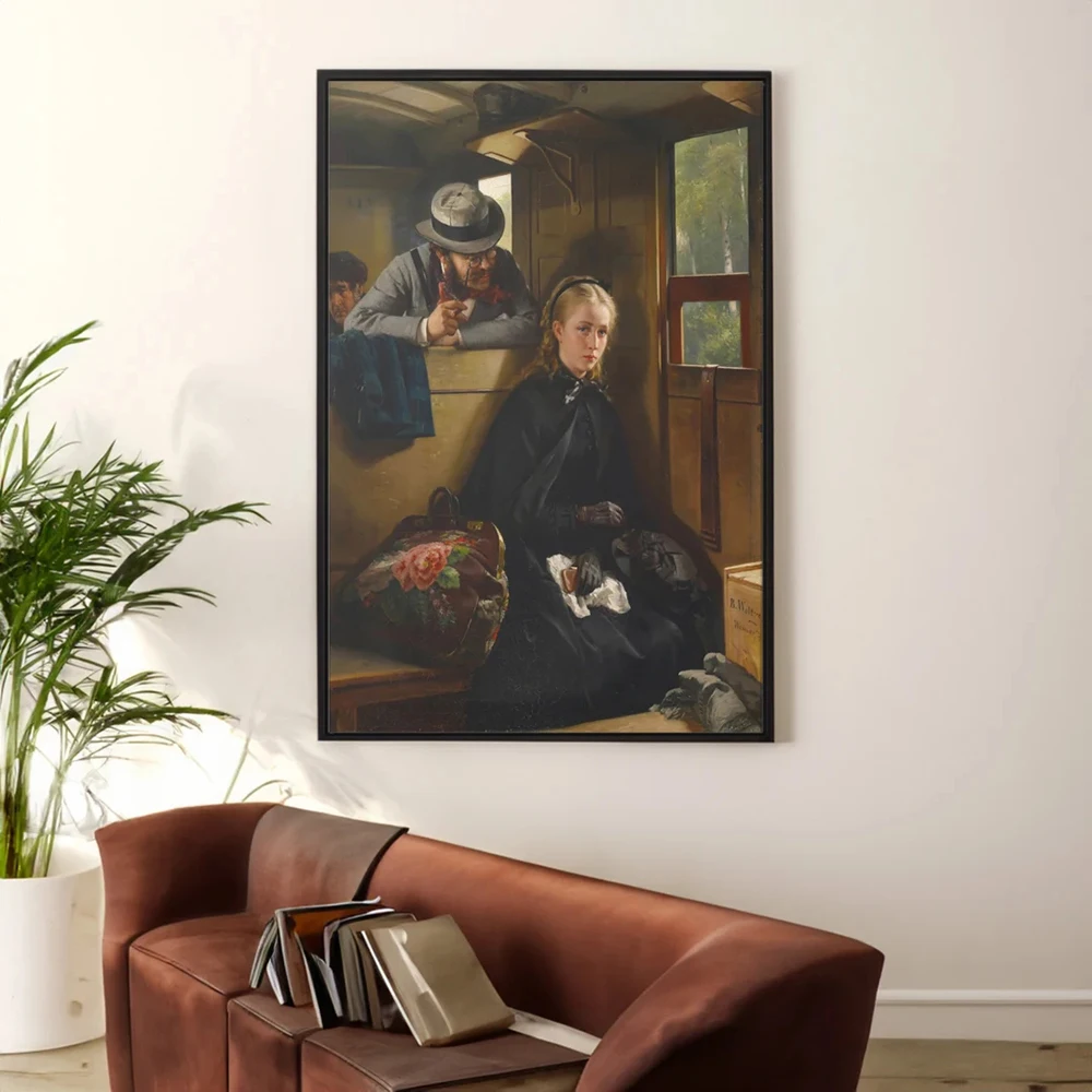 Berthold Woltze The Irritating Gentleman Canvas Painting Vintage Train Scene Classic Poster  Der Lästige Kavalier Wall Art Decor
