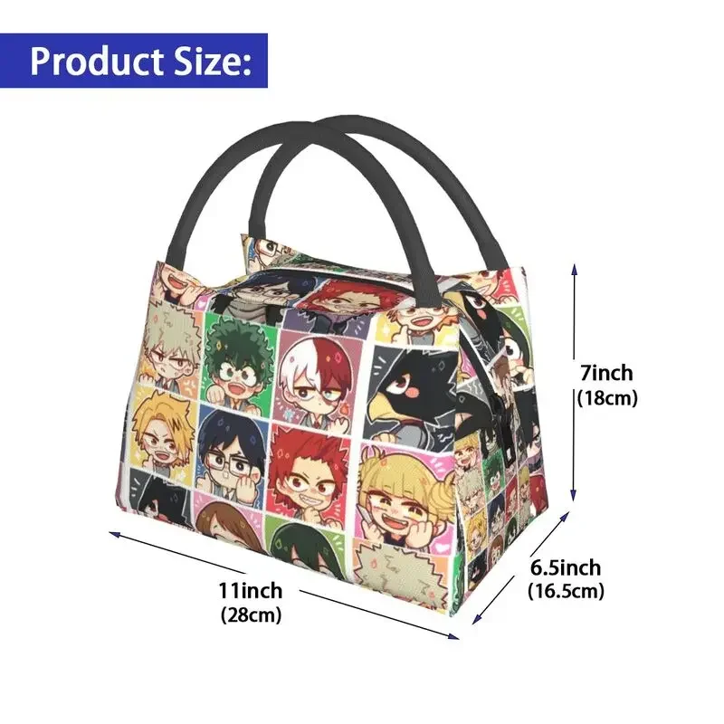 My Hero Academia Elites Of Class Lancheiras resuáveis femininas à prova d'água Anime Manga Cooler Bolsa térmica para almoço isolada para alimentos