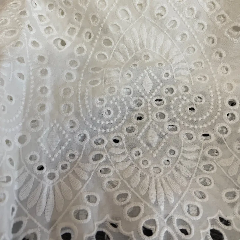 3/5/10yard Allover Off White Broderie Anglaise Embroidery Eyelet Cotton Lace Fabric for Wedding Dress By the Yard