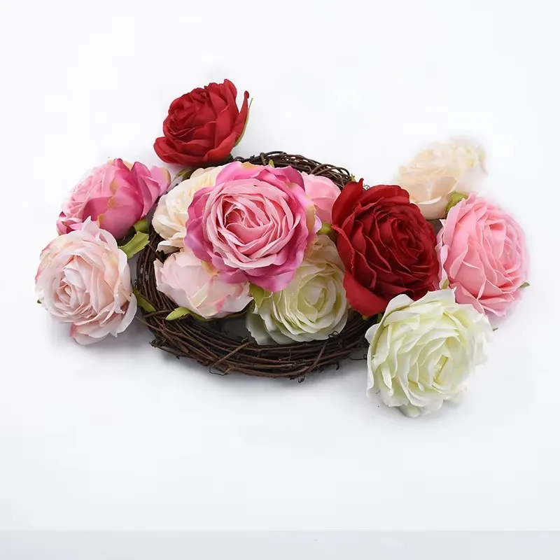 50PCS/100PCS 9Cm Artificial Flowers Christmas Wreath Decor for Home Wedding Car Bridal Accessories Clearance Diy Gifts Silk Rose