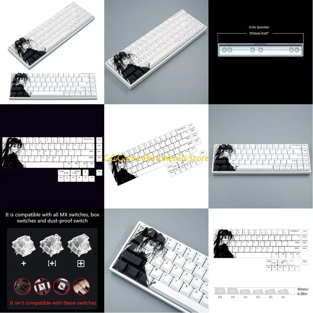 

U55B 75PCS Keycaps 5Sides Dye Sublimation For 61/64/68 for FIRE68 Mechanical Keyboard