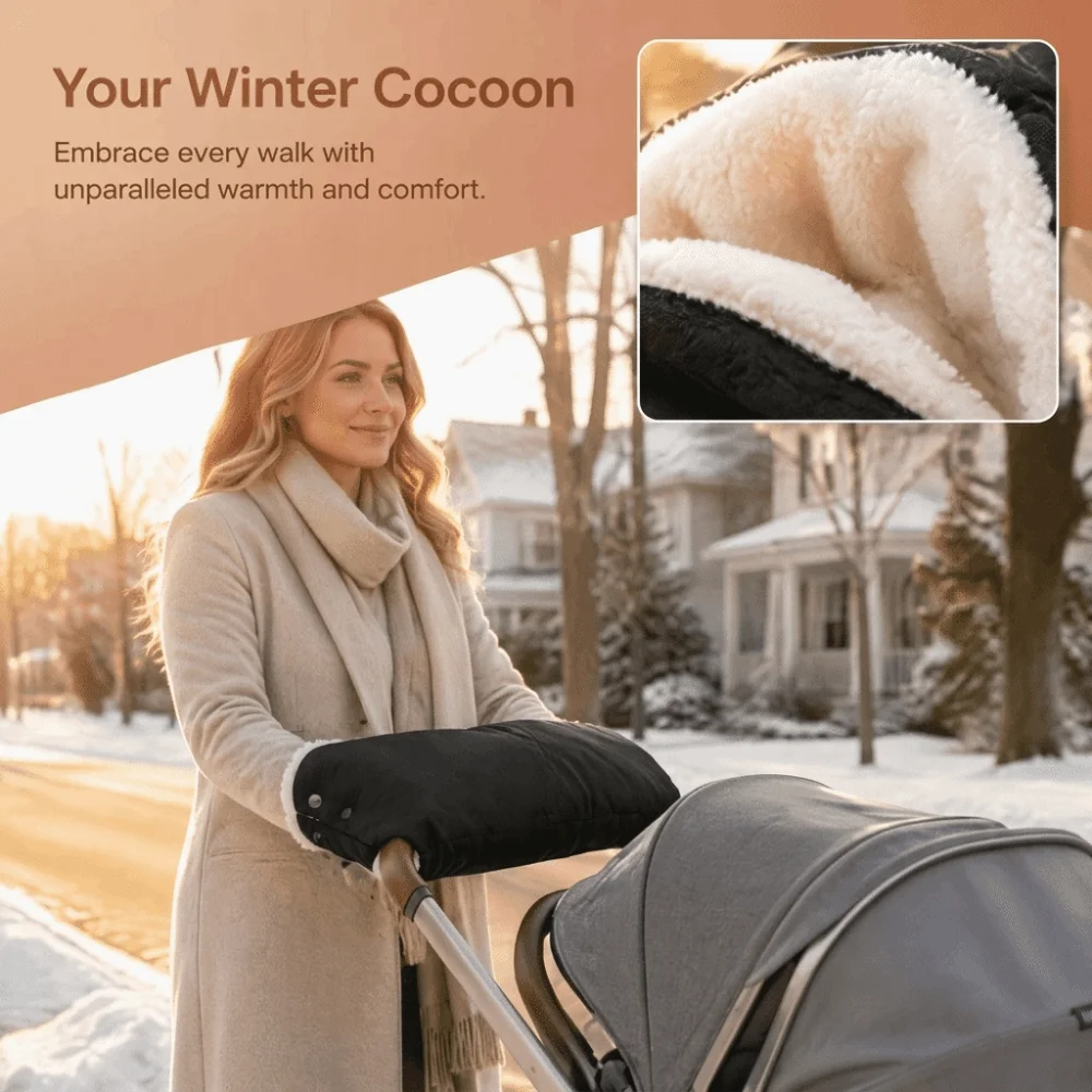 New Windproof Pram Hand Muff Waterproof Warm Stroller Accessories Insulated Lined Baby Stroller Gloves Winter Use