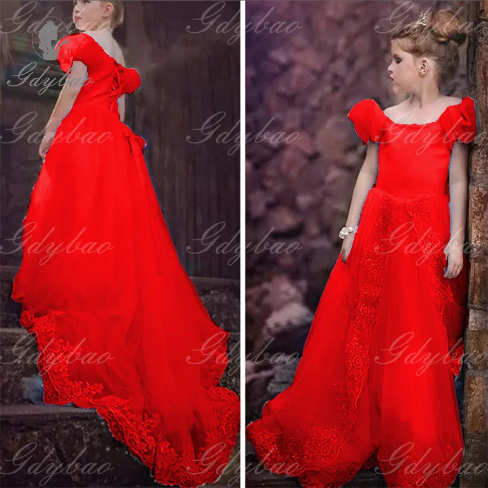 ライラック尾尾オフショルダー小帯フラワーガールドレス結婚式子供最初の誕生日パーティー聖体拝領ドレス