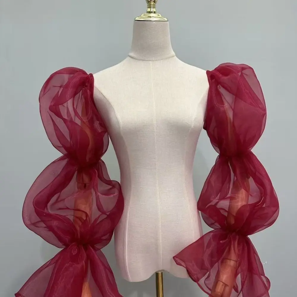 エレガントなパフウェディングアームスリーブ、蝶結びのイブニングドレスデコレーション、フェアリースリーブ、フリル、スイートブライド、取り外し可能なスリーブ、女性用