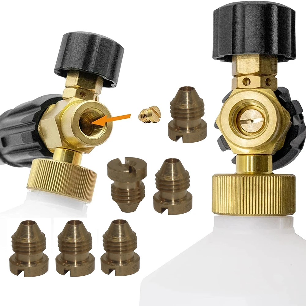 2 Pcs Snow Foam Cannon Orifice Nozzle Tips Thread Foam Orifice Nozzle High Pressure Foam Spray Gun Brass Replacement Nozzle Head