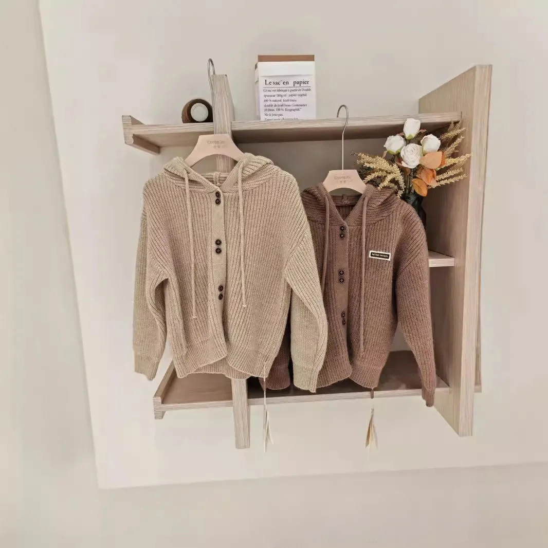 

Girls sweater knitted size 110-150 autumn 2024 Korean version of foreign style casual cardigan