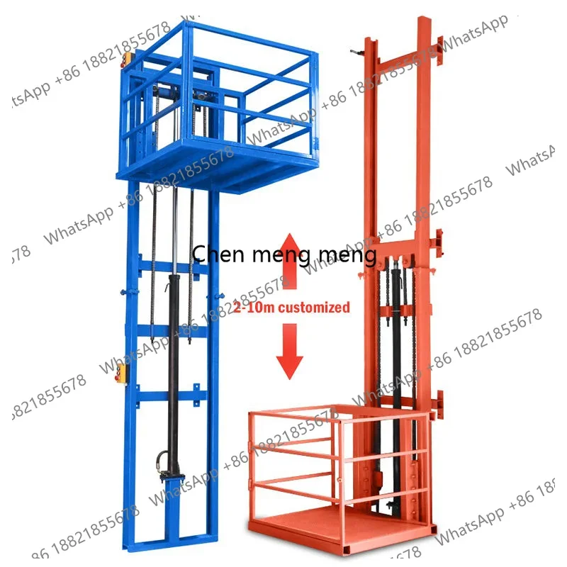 A55 2m 3m 4m 5m 6m 7m 8m  Electric Hydraulic Warehouse Lift Freight Elevator Hydraulic Freight Lift Platform Size 80*100cm
