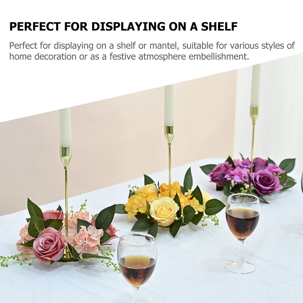 

Artificial Flower Ring Decor Realistic Rose Wreath Party Table Centerpiece Christmas Rings Wreath Decor for Home