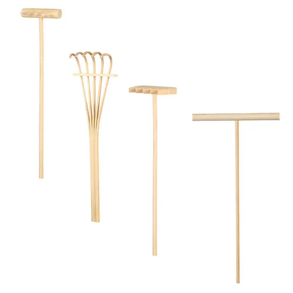 4Pcs Sand Table Accessories Mini Bamboo Sand Smoothing Rake Set Creative Zen Desktop Relaxation Tool Mini Rake Toy