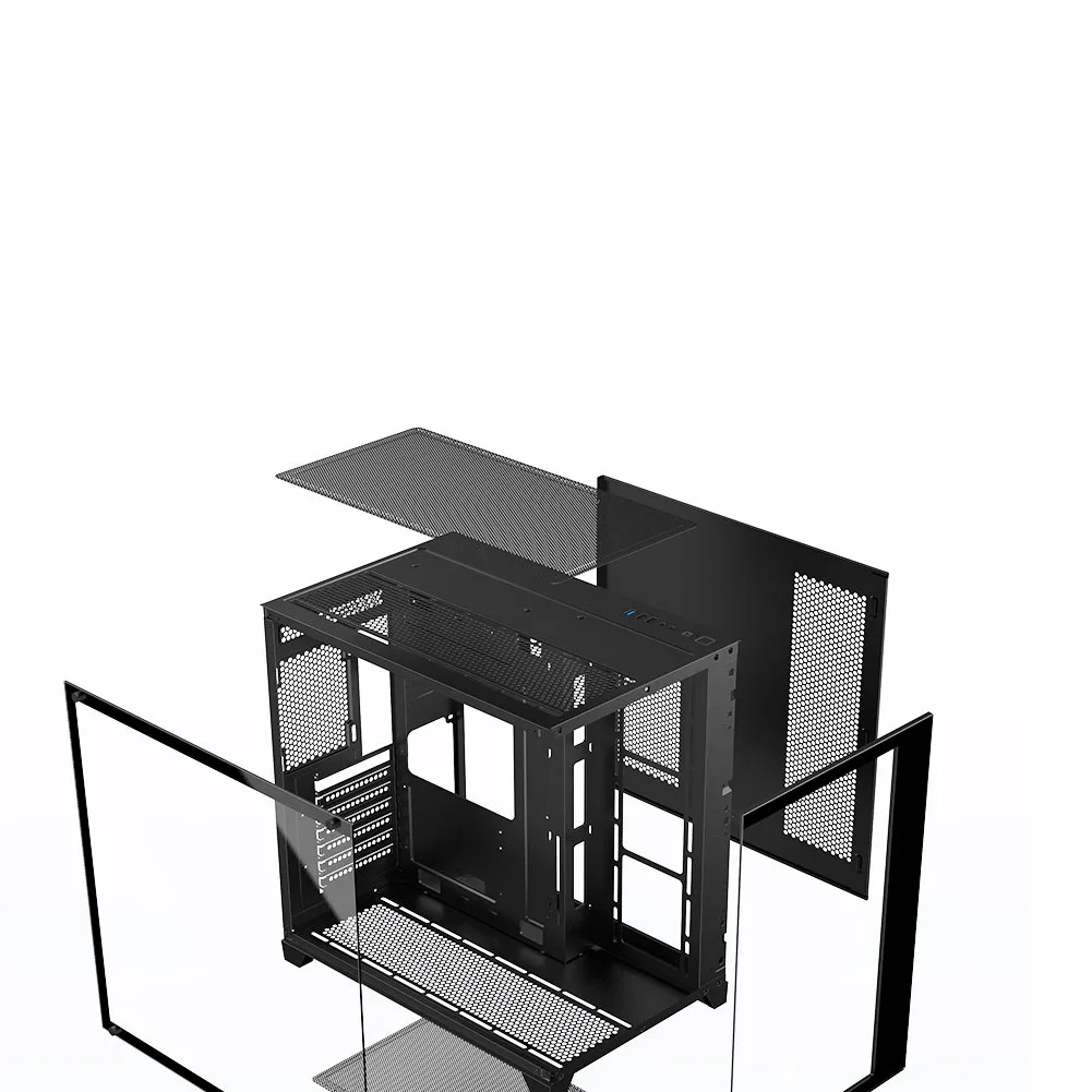 حافظة كمبيوتر شخصي هيكل كمبيوتر ألعاب كامل البرج مع 270 °   زجاج مقسى بانورامي، حقيبة استضافة للكمبيوتر المكتبي للألعاب #5