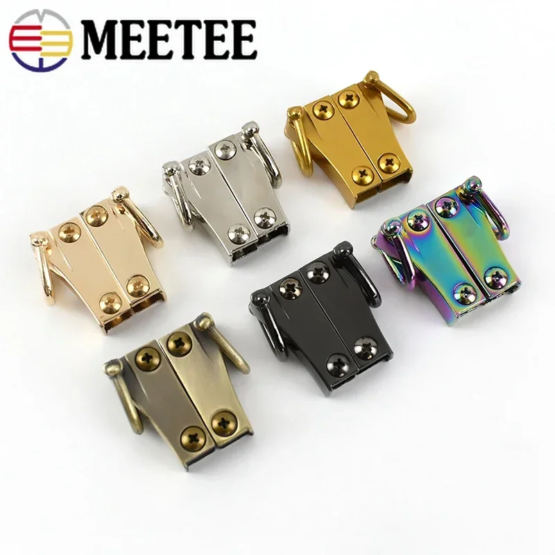 2/4/10Pairs Meetee Metal Side Clip Not Fade Punch-free Bag Hanging Chains Connect D Ring Buckle Accessories DIY Leather Crafts