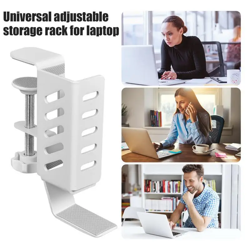 ที่วางแล็ปท็อปแนวตั้งด้านข้างโต๊ะไม่เจาะที่วางแล็ปท็อปแบบปรับได้ด้านข้างจัดระเบียบโต๊ะข้างของโต๊ะที่หนีบชั้นวางจัดระเบียบในพื้นที่ประหยัดพื้นที่