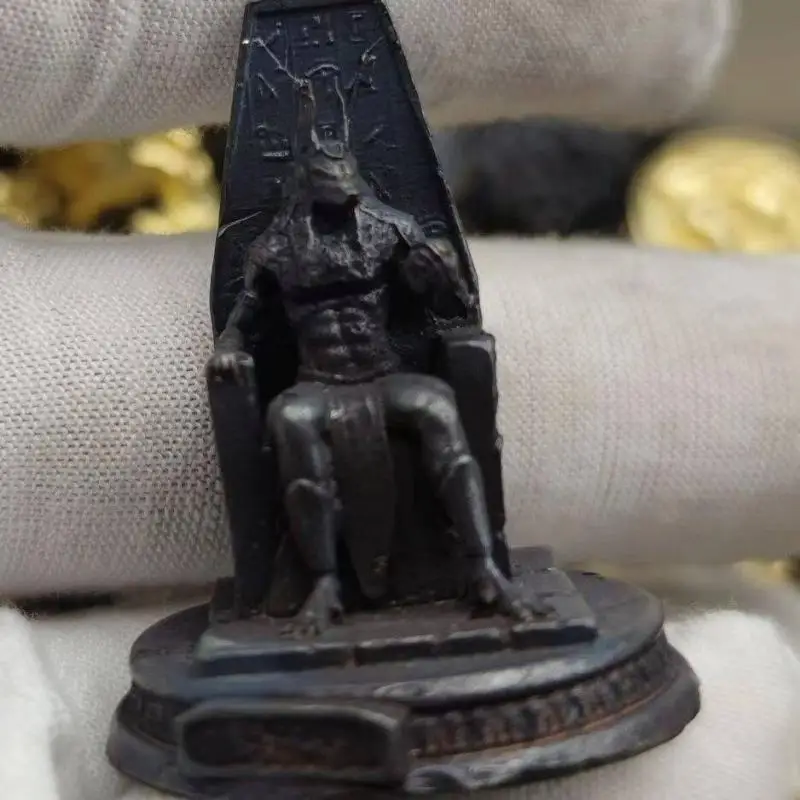 Pure Copper Aged Anubis Figurine Egyptian Underworld God Dog Head Statue Vintage Metal Model Desktop Collectible Display