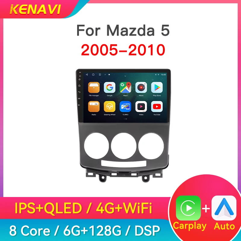 Autoradio pour Mazda5 2005-2010, 8 cœurs, Carplay sans fil, Android Auto, GPS, DSP, unité centrale intelligente, lecteur multimédia