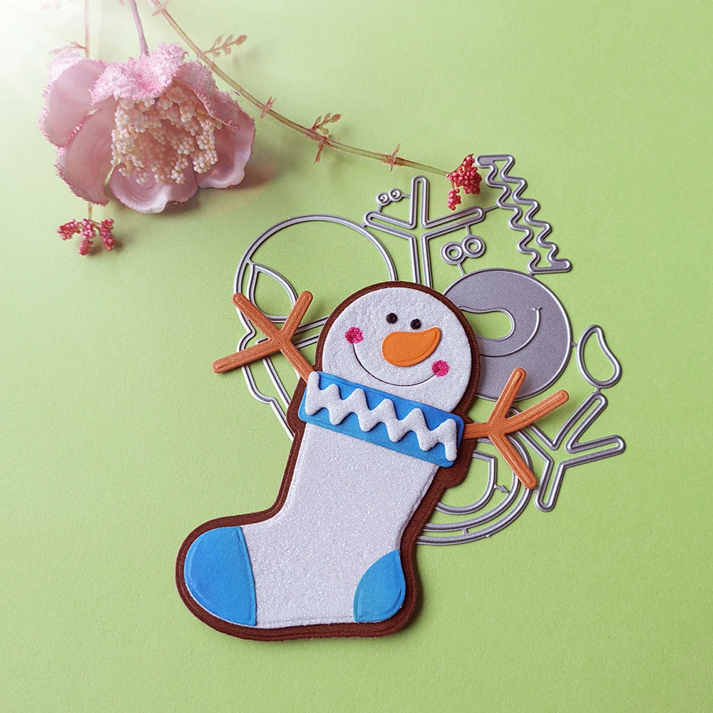 

New Christmas socks, snowman cutting dies scrapbook decoration embossed photo album decoration card making DIY crafts