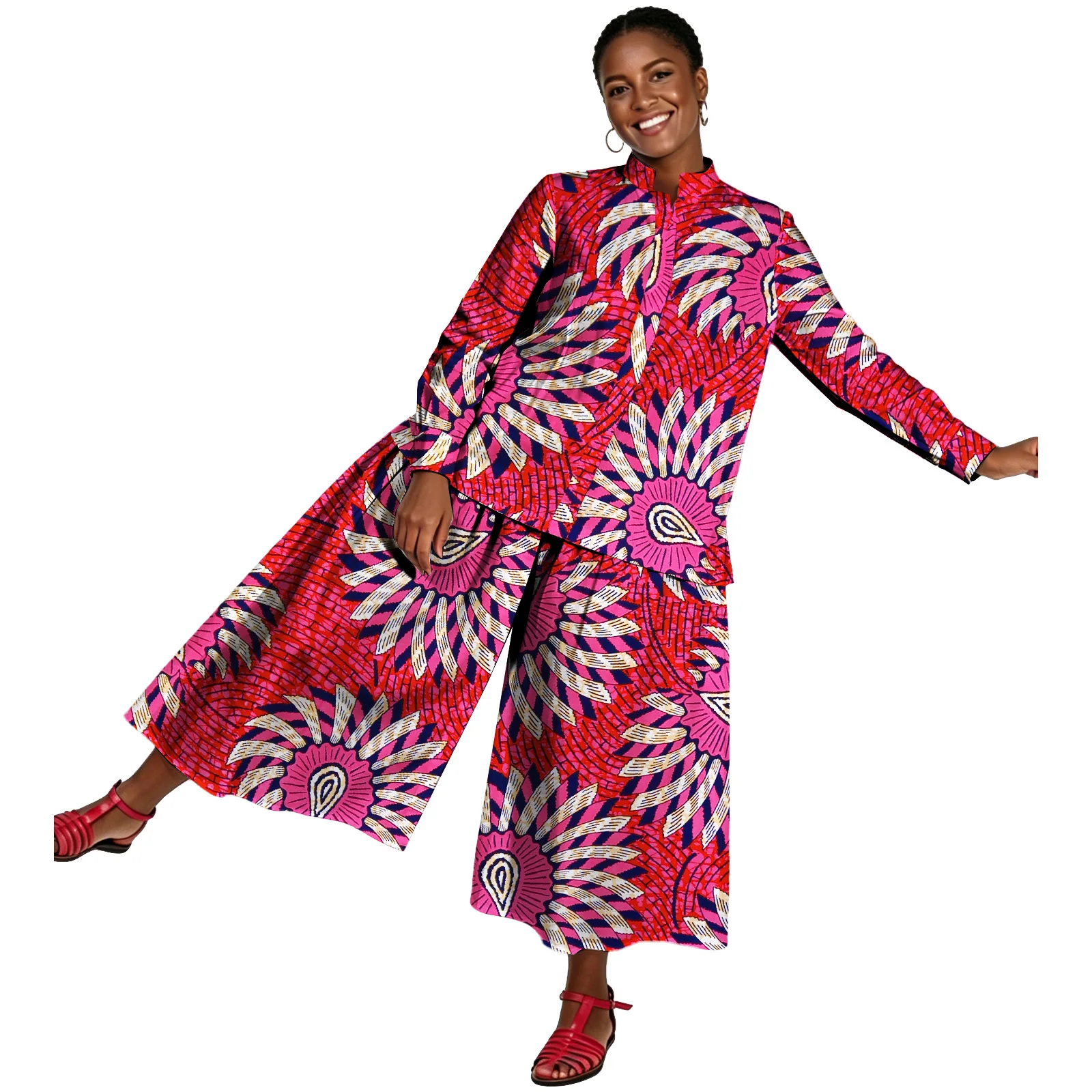 sea-alp-african-women-kente-print-2-piece-outfit-ankara-dashiki-mandarin-collar-top-wide-leg-culottes-set-for-casual-party