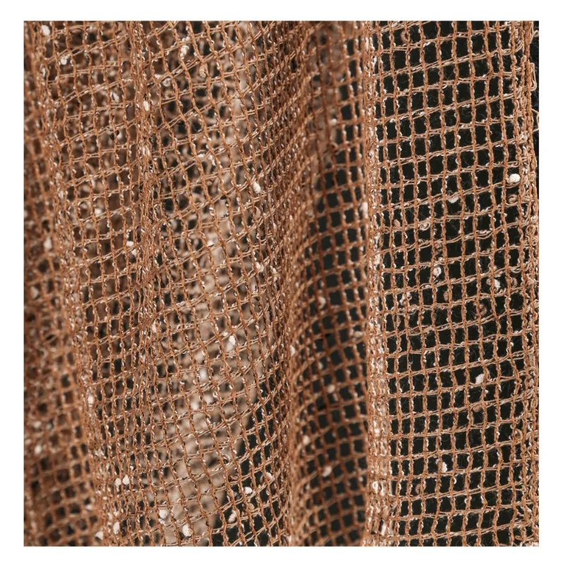 Brown Caramel Texture Particle Mesh Fabric Reconstructed Fish Mesh See Through Yarn Dress Clothing Designer Fabric