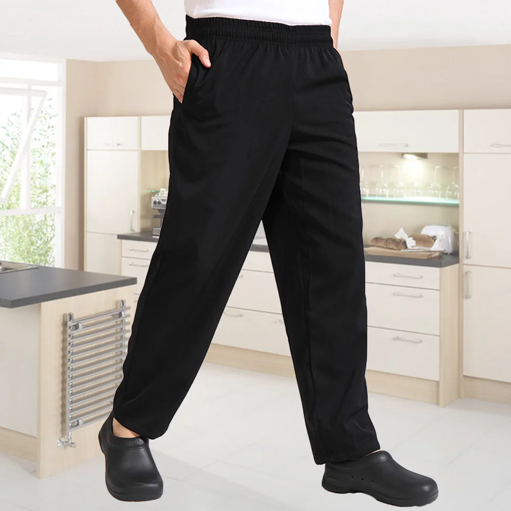 A Pair of Chef's Workwear Durable Trousers Breathable Material Chef Pants - Size S (Black) For men Filipina