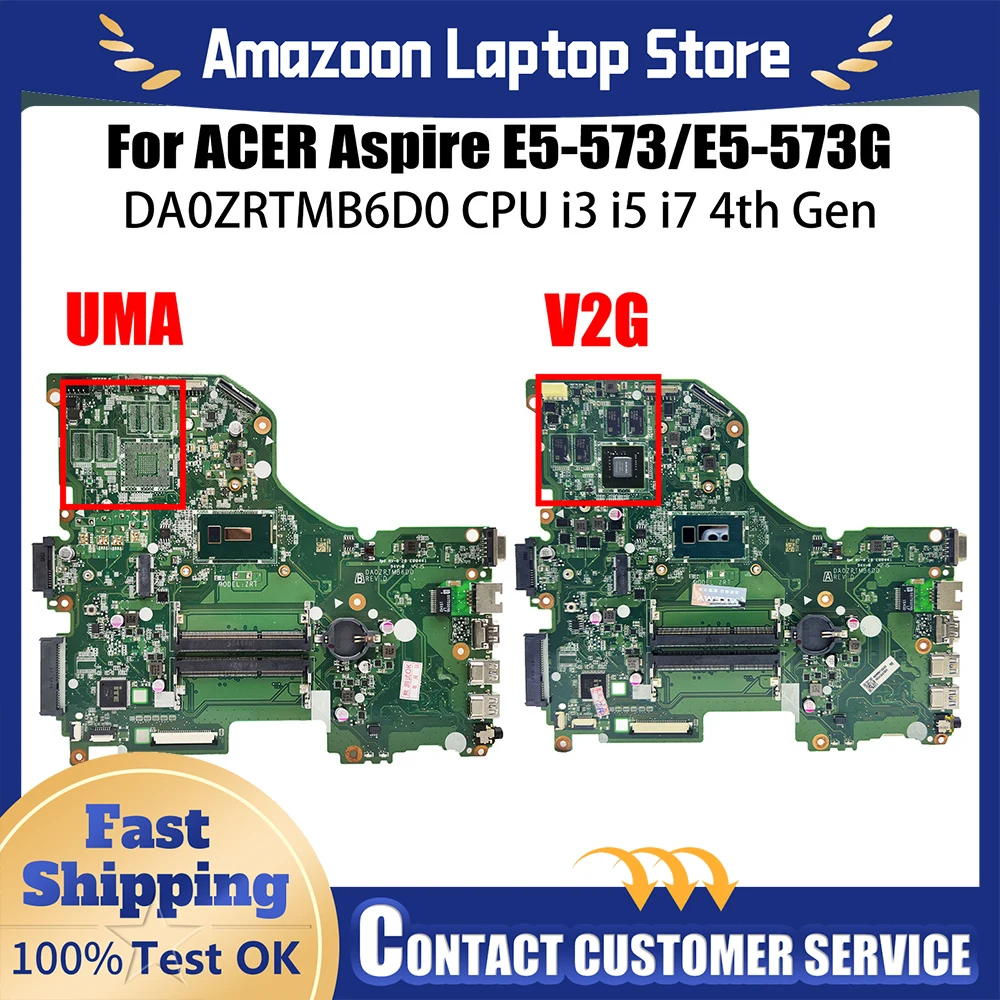 

For Acer E5-573 E5-573G Mainboard DA0ZRTMB6D0 2957U 3825U i3 i5 4/5th 920M 2G NBMVYH11004 NBMVYH1100 Motherboard Aspire