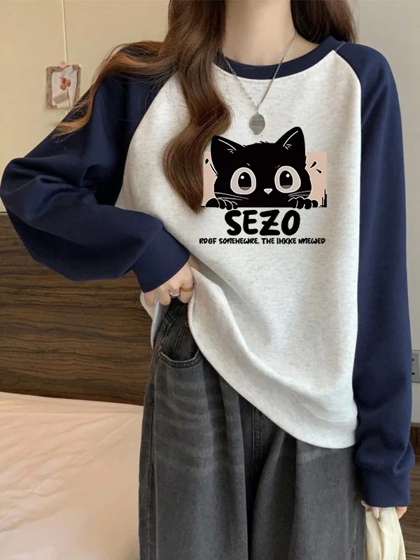 

Свободная тонкая толстовка с длинными рукавами для девочек 12-15 лет, весенне-осенняя школьная форма для учениц средней и старшей школы