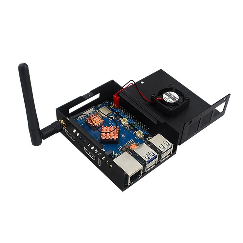 Orang Pi 5 Pro 케이스 금속 냉각 팬 포함 알루미늄 합금 방열판 쉘 향상된 냉각 디자인-POS