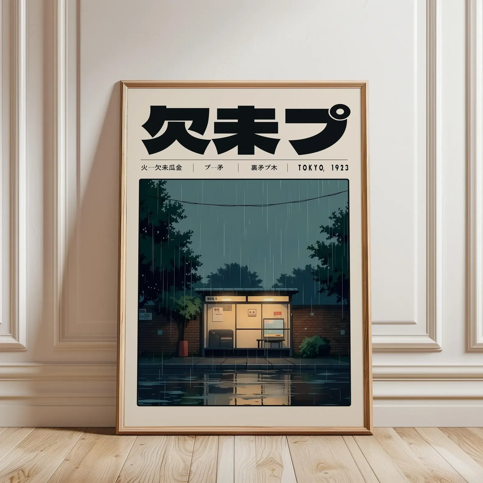 Japanisches Retro-Poster mit Tokio-Stadtlandschaft auf Leinwand, ungerahmt, Vintage-Ukiyo-e-Leinwandgemälde, ästhetische Wandkunst für die Dekoration von Zuhause und Büro – Detail 4