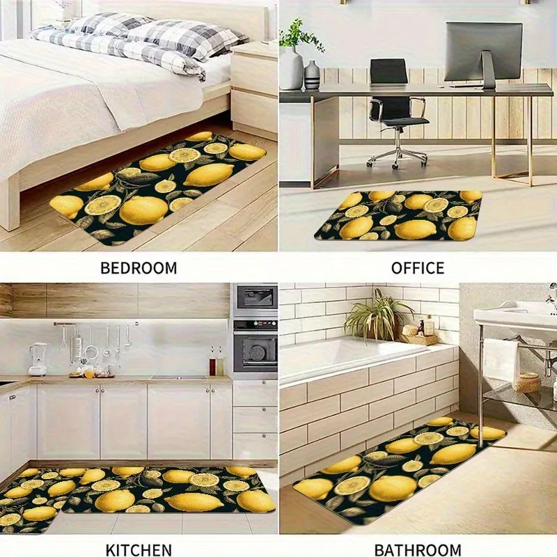 

1PC Lemon Grove Pattern Kitchen Rug Non-Slip Door Mat Pop design Bathroom Rug Bath Mat Carpet for Home Sink Laundry ecoreeree