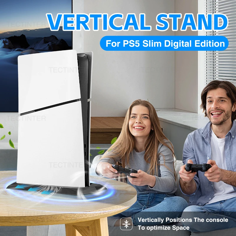 For PS5 Slim Console Vertical Stand Base For Playstation 5  Slim With Built-in Cooling Vents Base Support Non-Slip Feet